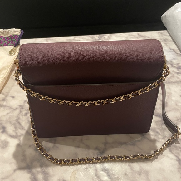 Tory Burch Maroon Convertable Crossbody Purse - Picture 6 of 9